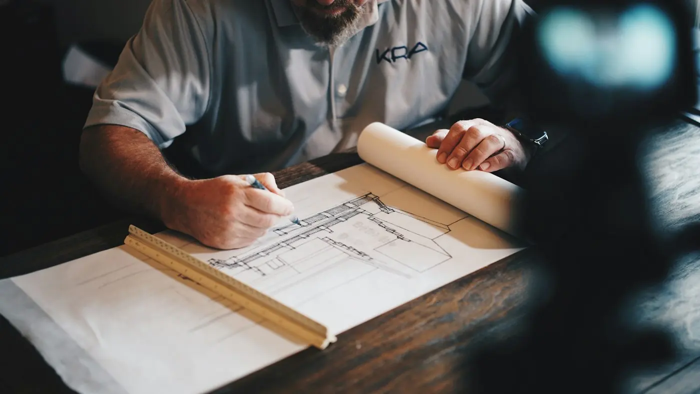 Tecnico su un disegno esecutivo